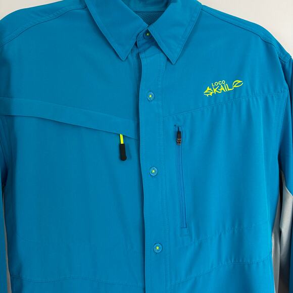 Loco Skail Fishing Shirt S Turquoise Long Sleeve Performance Outdoor Lightweight - Picture 4 of 5